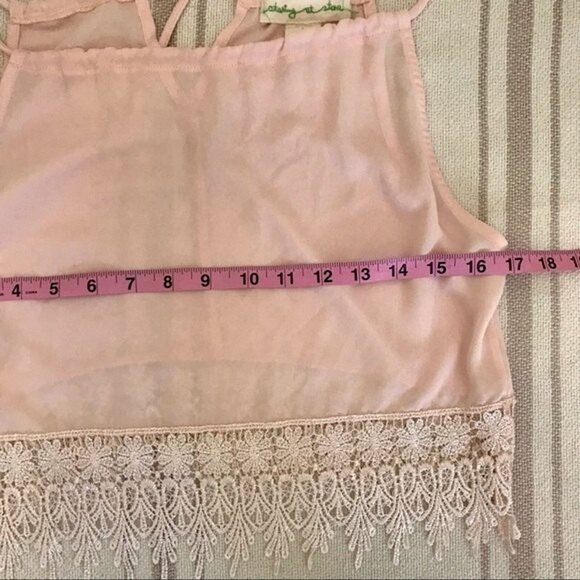 Staring At Stars Women's Y2K Pink Crop Top Lace‎ Detail. Size S. Festival Beachy - Picture 7 of 8